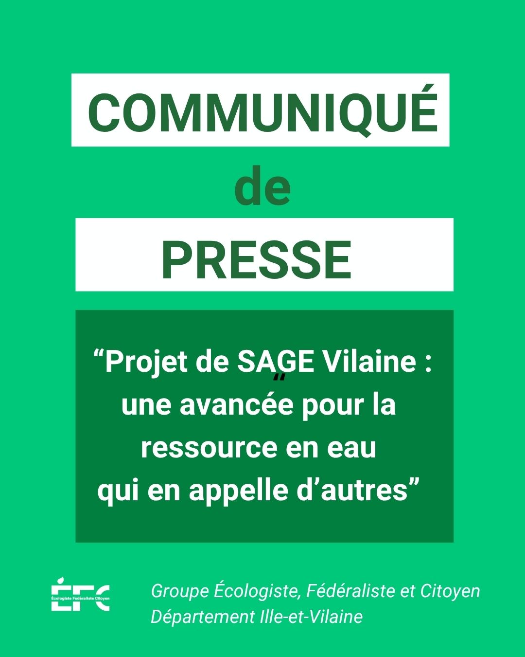 Projet de SAGE Vilaine – Communiqué de Presse