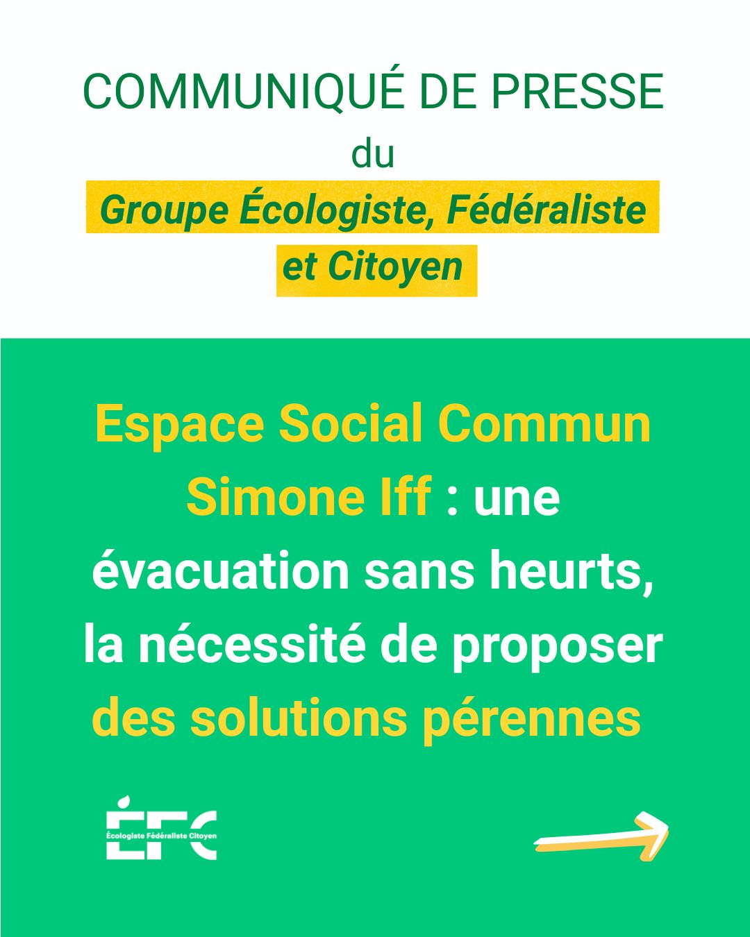 COMMUNIQUÉ DE PRESSE- Espace Social Commun Simone Iff : la nécessité de proposer des solutions pérennes