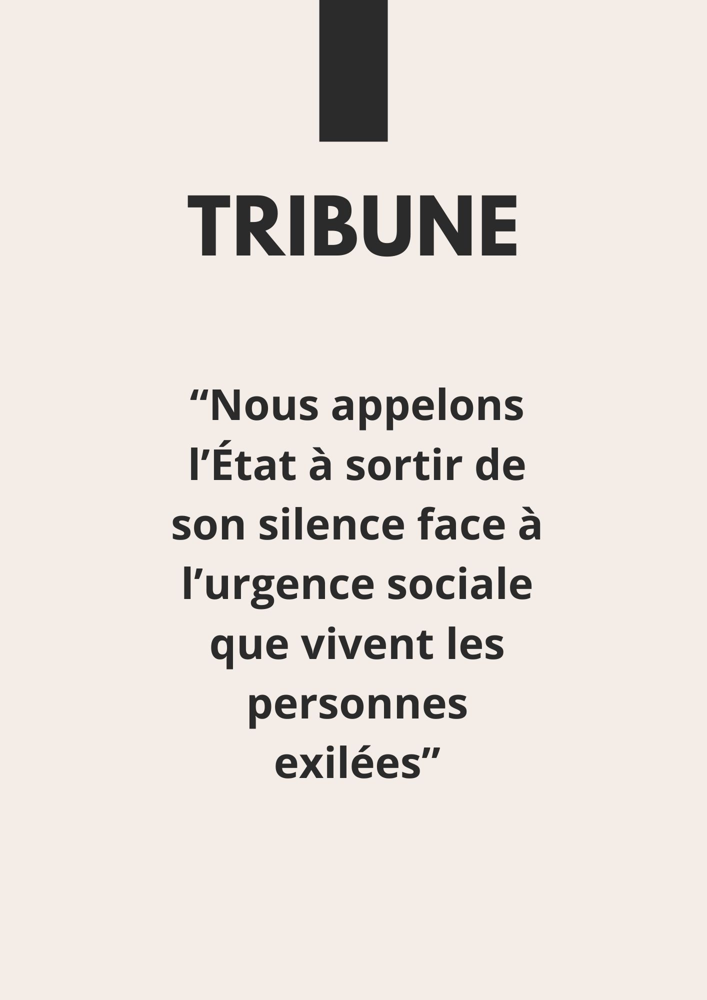 TRIBUNE : « Nous appelons l’État à sortir de son silence »