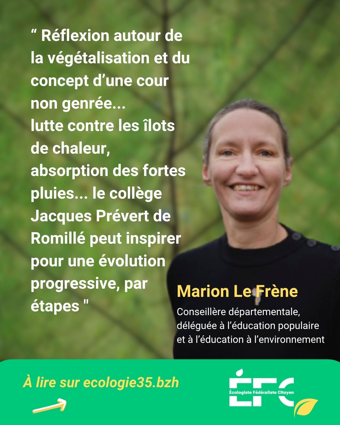 Végétalisation des collèges : visite du Collège Jacques Prévert de Romillé