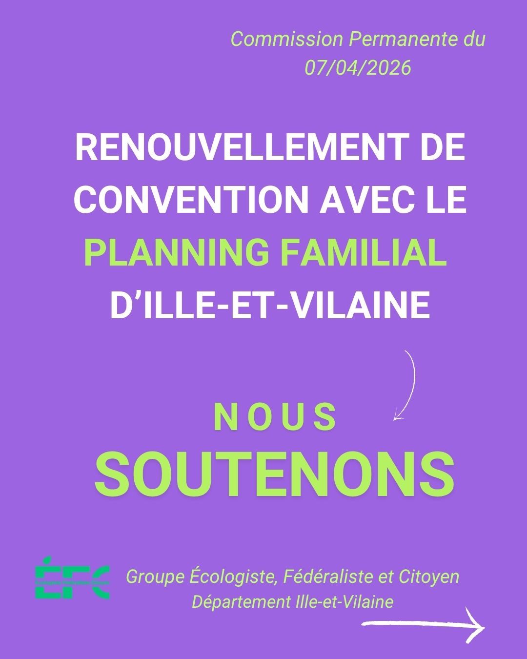 Renouvellement de convention avec le Planning Familial d&rsquo;Ille-et-Vilaine Commission Permanente du 07/04/2026
