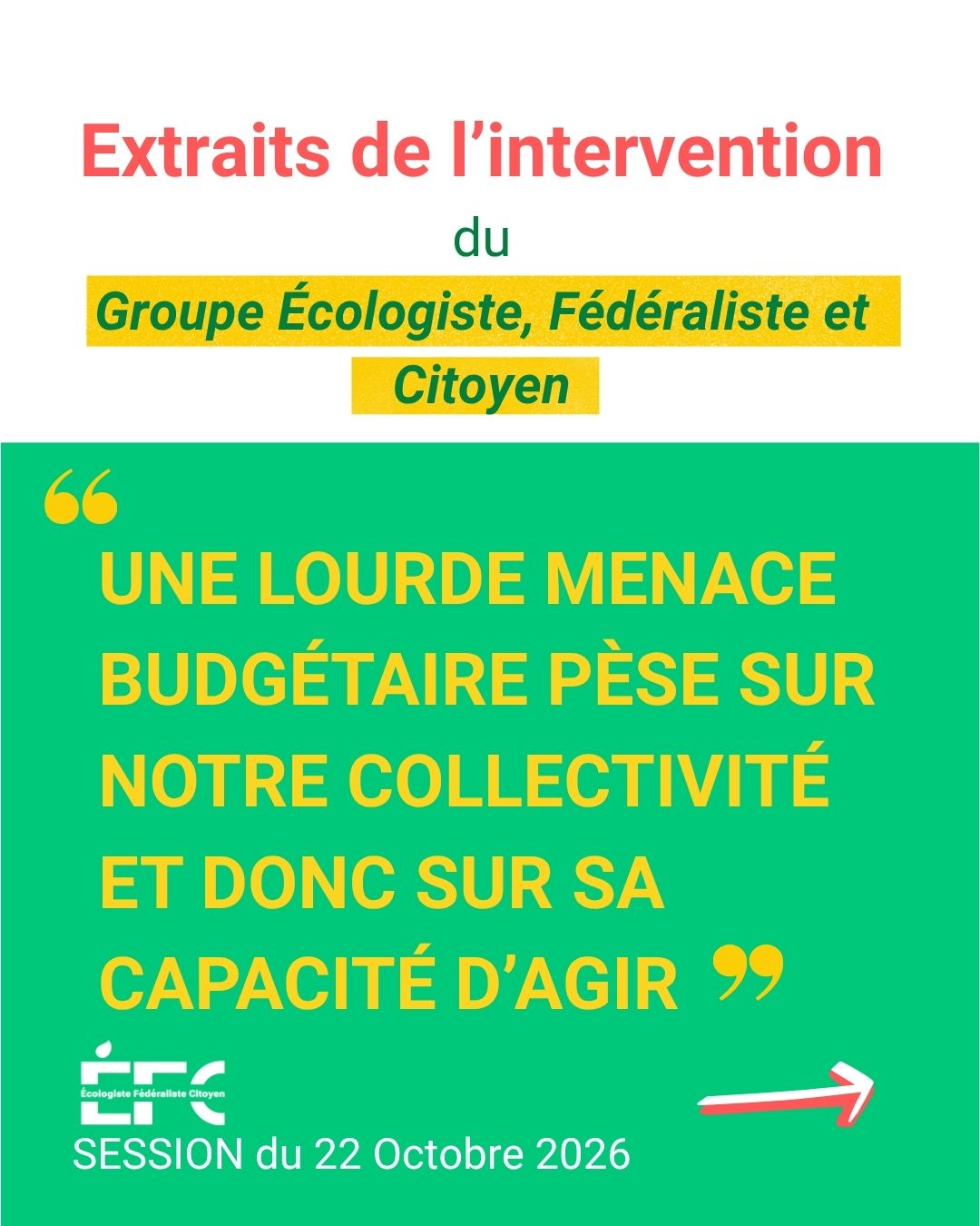 Session Octobre 2026 – Une lourde menace budgétaire pèse sur notre collectivité